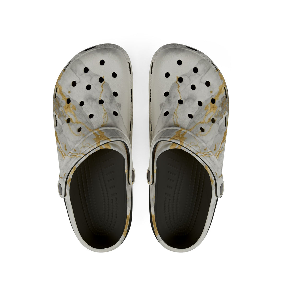 Marble Gold EVA Foam Clogs – Ultra Comfy, Water-Resistant, Fashion-Forward