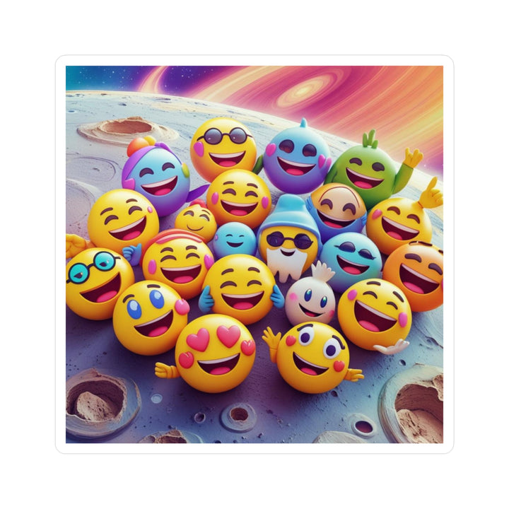 Cosmic Emoji Vinyl Kiss-Cut Stickers – Fun POD Art, Weatherproof, Matte