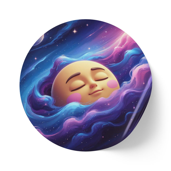 Galaxy Moon Round Sticker Label Rolls – Durable BOPP, Cute Space Design