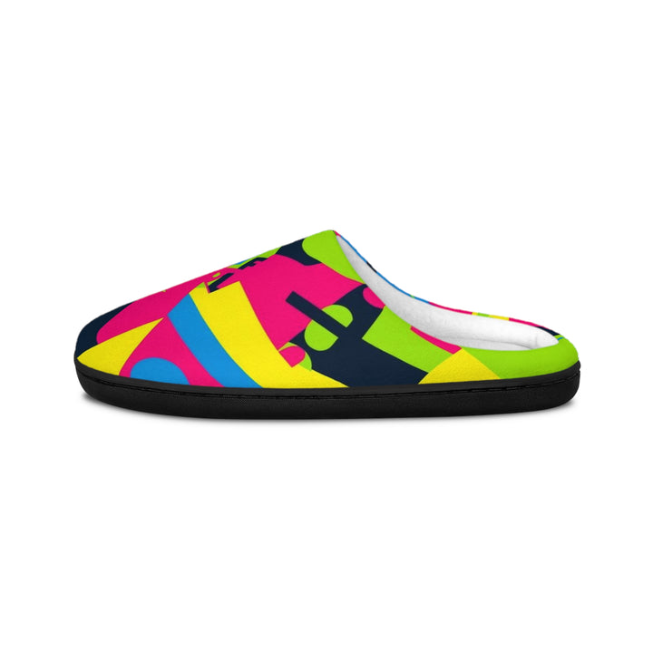 Men’s Customizable Memory Foam Slippers – Neon Abstract, Plush & Anti-Slip