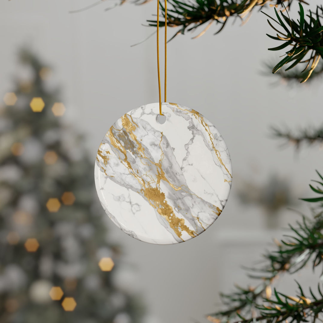 Custom Marble Gold Double-Sided Ceramic Ornaments – Luxe, Modern Decor