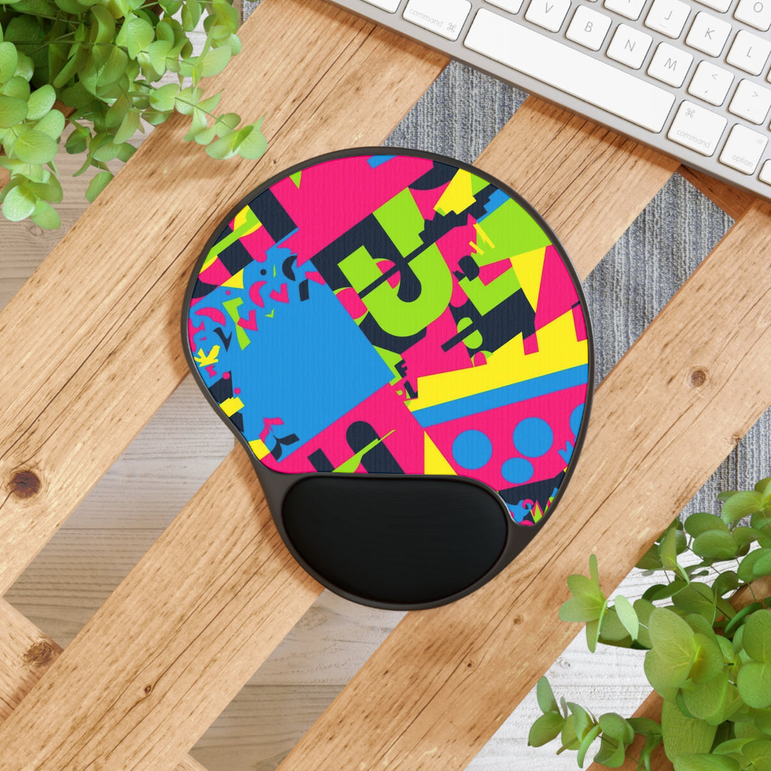 Ergonomic Memory Foam Mouse Pad—Bold Neon Abstract Wrist Rest, Trendy Design