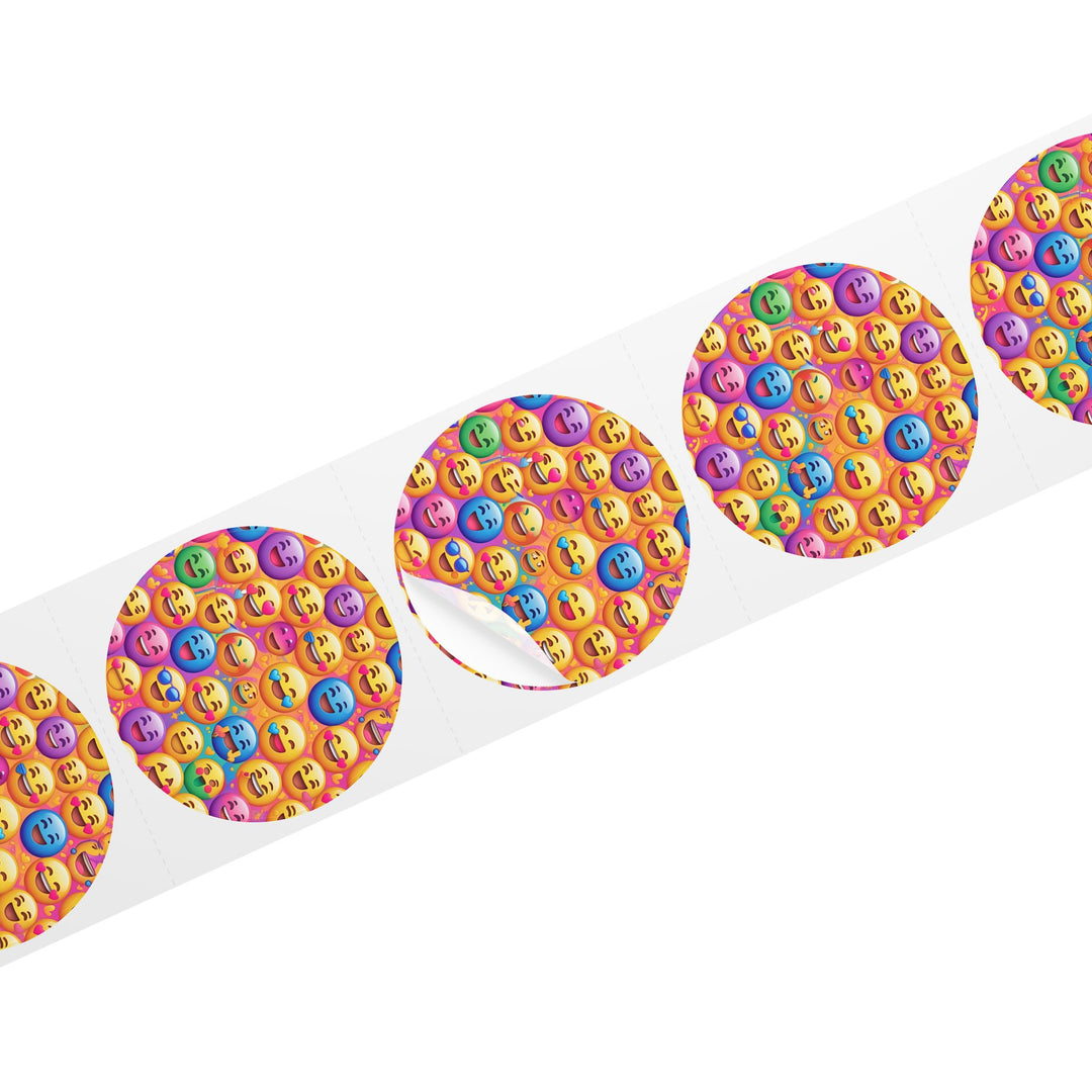 Vibrant Emoji Round Sticker Label Rolls – Durable, Fun & Trendy Labels