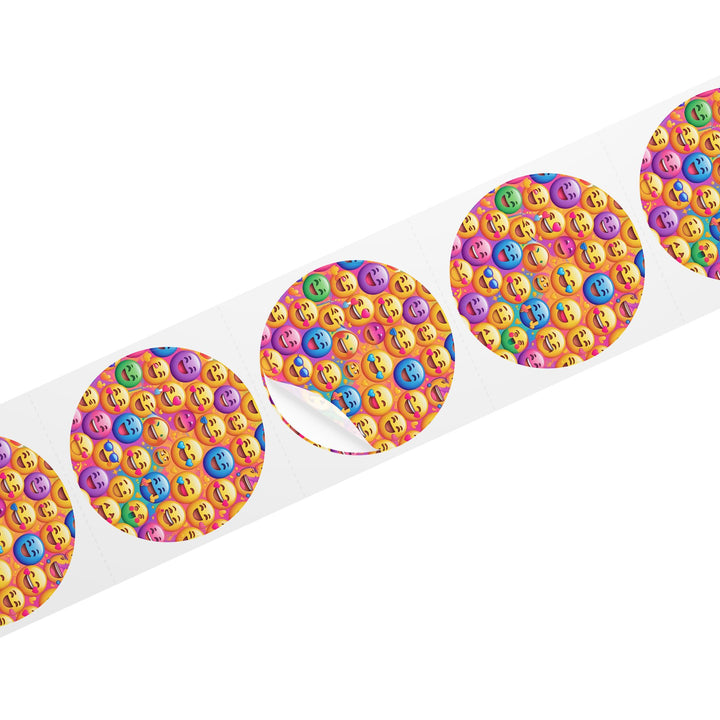 Vibrant Emoji Round Sticker Label Rolls – Durable, Fun & Trendy Labels