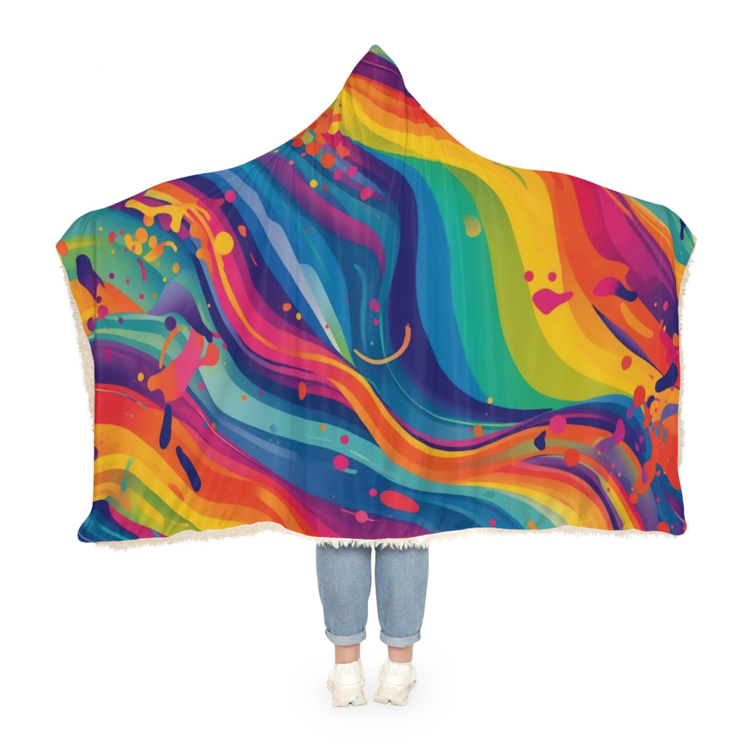 Snuggle Hooded Blanket – Ultra-Soft, Artistic Rainbow Abstract Design