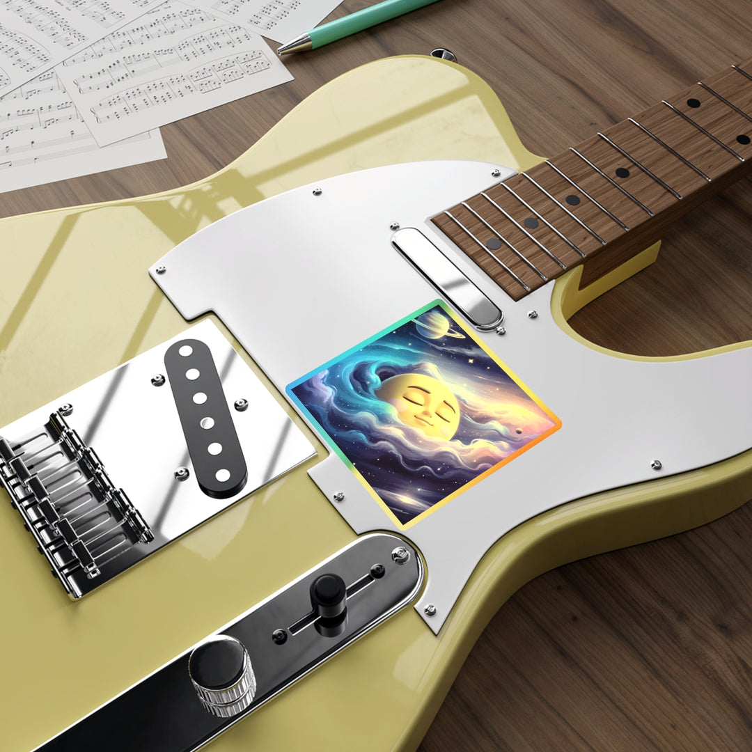 Dreamy Galaxy Holographic Die-Cut Sticker – Cute Moon & Cosmic Vibes