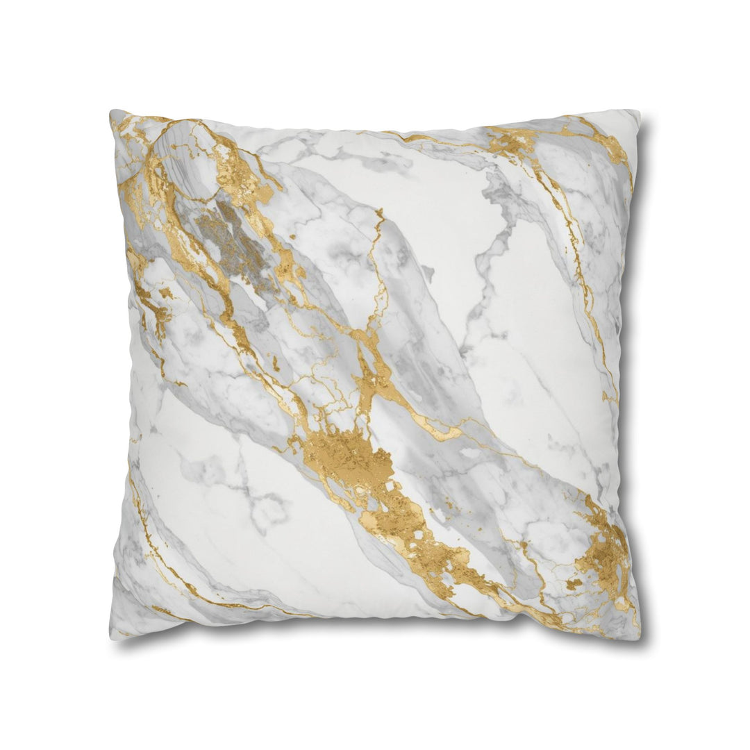 Marble Luxe Poly Canvas Pillowcase – Gold & Grey Modern Glam Decor Cover