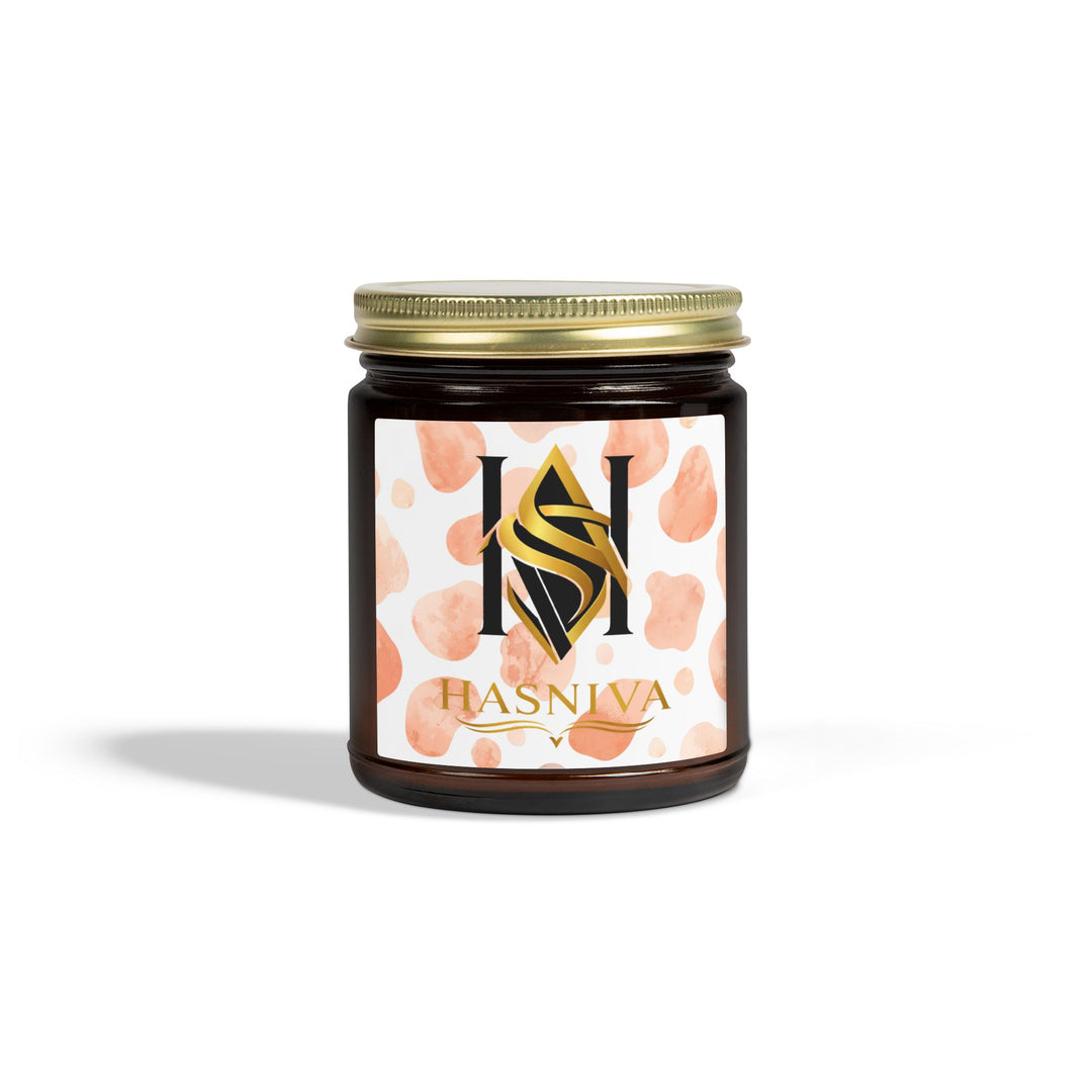 Hand-Poured Coconut Apricot Scented Candle – Artistic Watercolor, 4oz/9oz