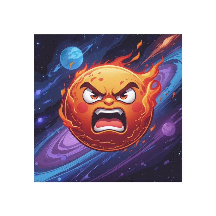 Fiery Cartoon Sun Square Magnet – Personalized Cosmic Vibes for Any Space!