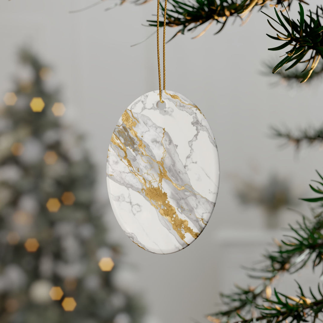 Custom Marble-Effect Ceramic Ornaments – Elegant Gold Veins, 1-20pcs