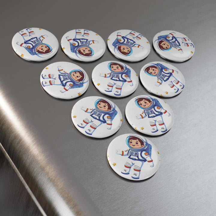 Custom Astronaut Button Magnet – Cute Space Decor, 1/10 Pack, Round, Kids