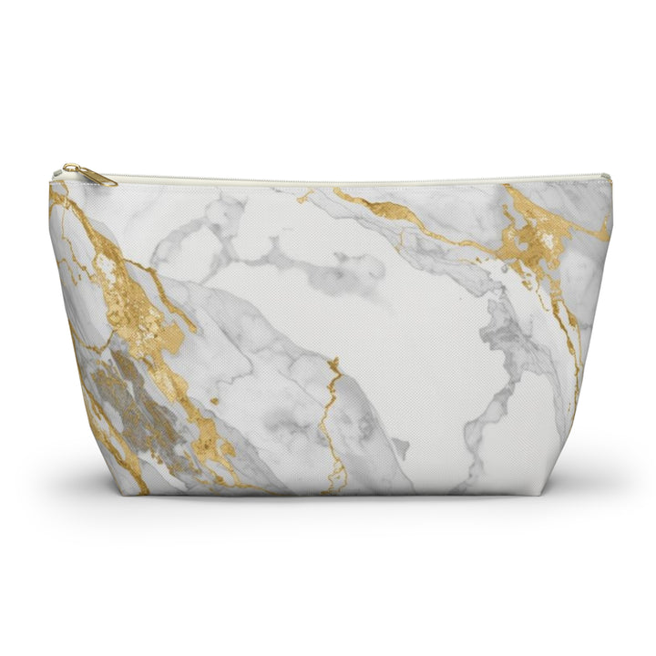 Chic Marble Gold T-Bottom Accessory Pouch – Stylish Organizer for Travel & Makeup