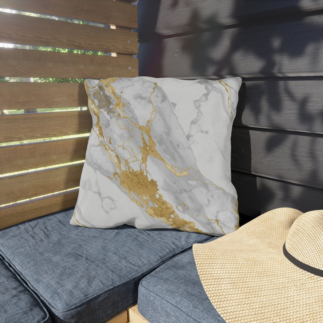Chic Marble & Gold Outdoor Pillows – Luxe, Weatherproof Patio Decor