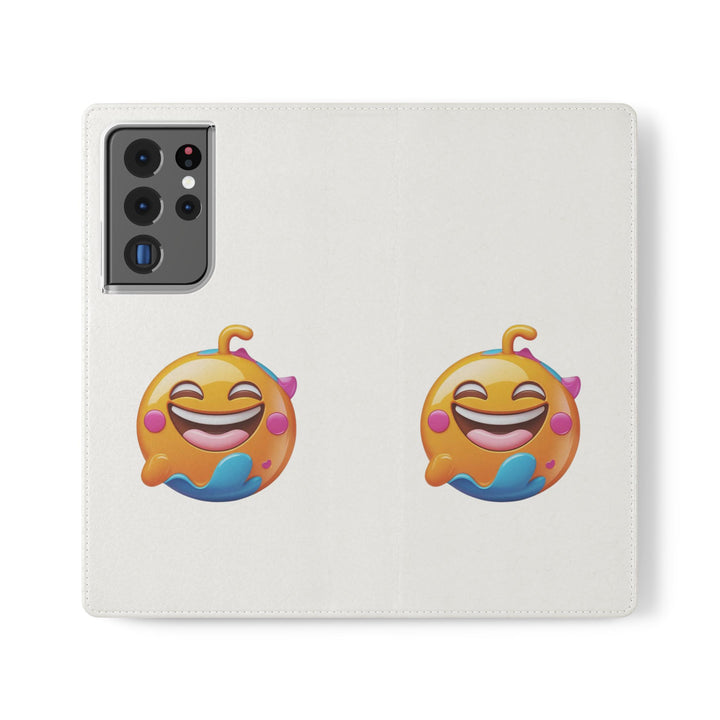 Emoji Joy Premium Flip Case – Fun Vegan Leather Wallet Stand Cover