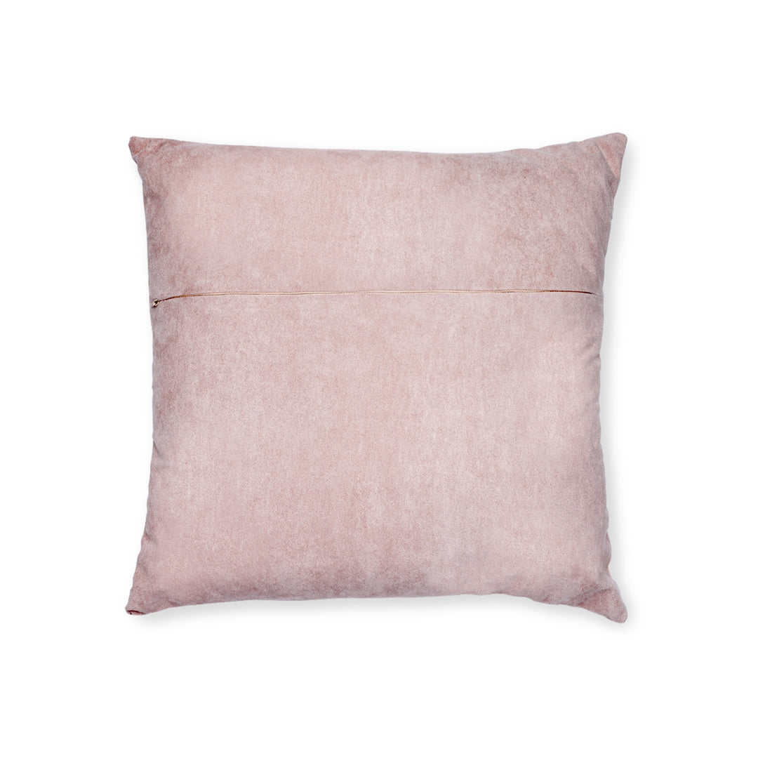 Chic Marble Square Pillow – Custom, Gold Accent, Pink Back, Luxe Decor