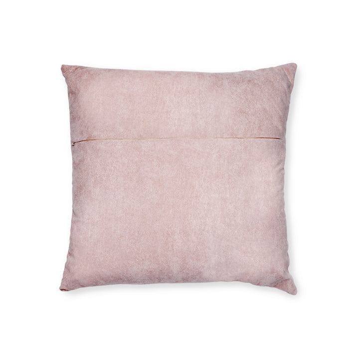 Chic Marble Square Pillow – Custom, Gold Accent, Pink Back, Luxe Decor