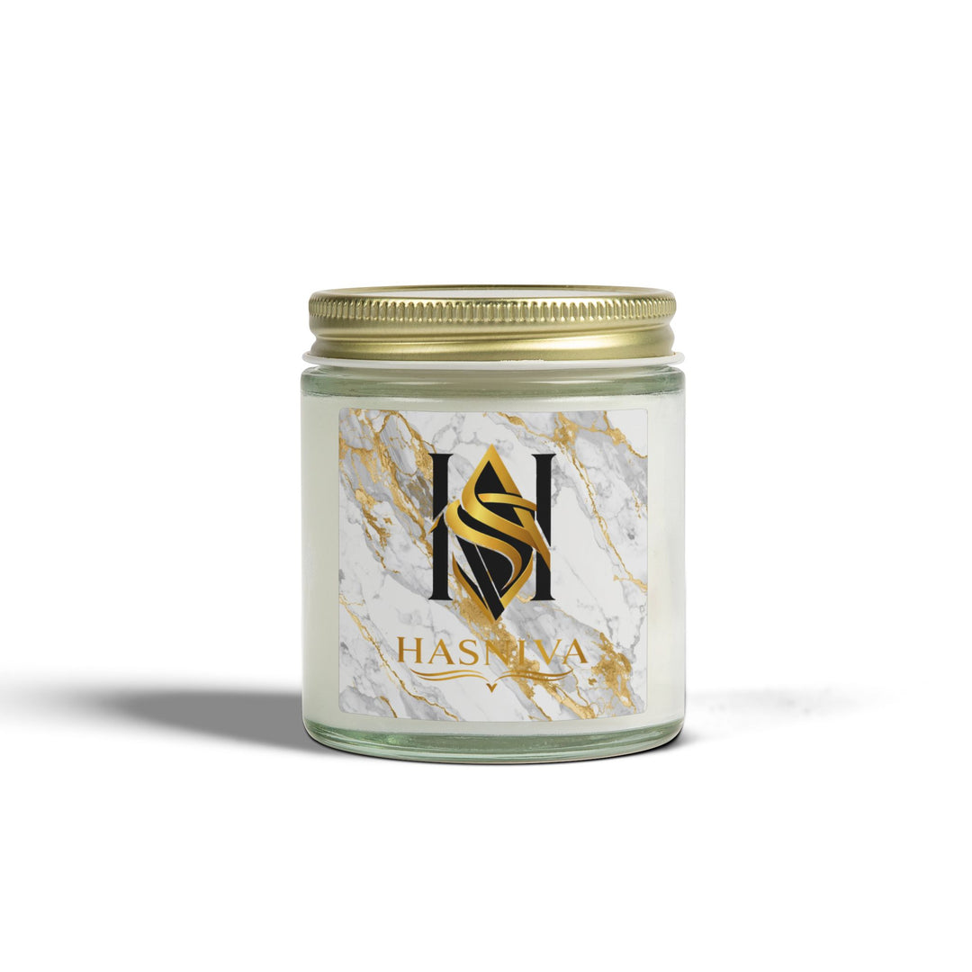 Hand-Poured Coconut Apricot Scented Candle – Marble & Gold Luxe | 4oz/9oz