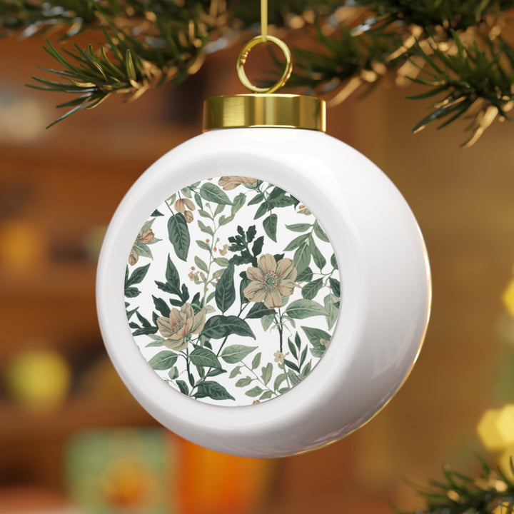 Personalized Vintage Floral Holiday Ball Ornament – Handcrafted, Elegant Gift