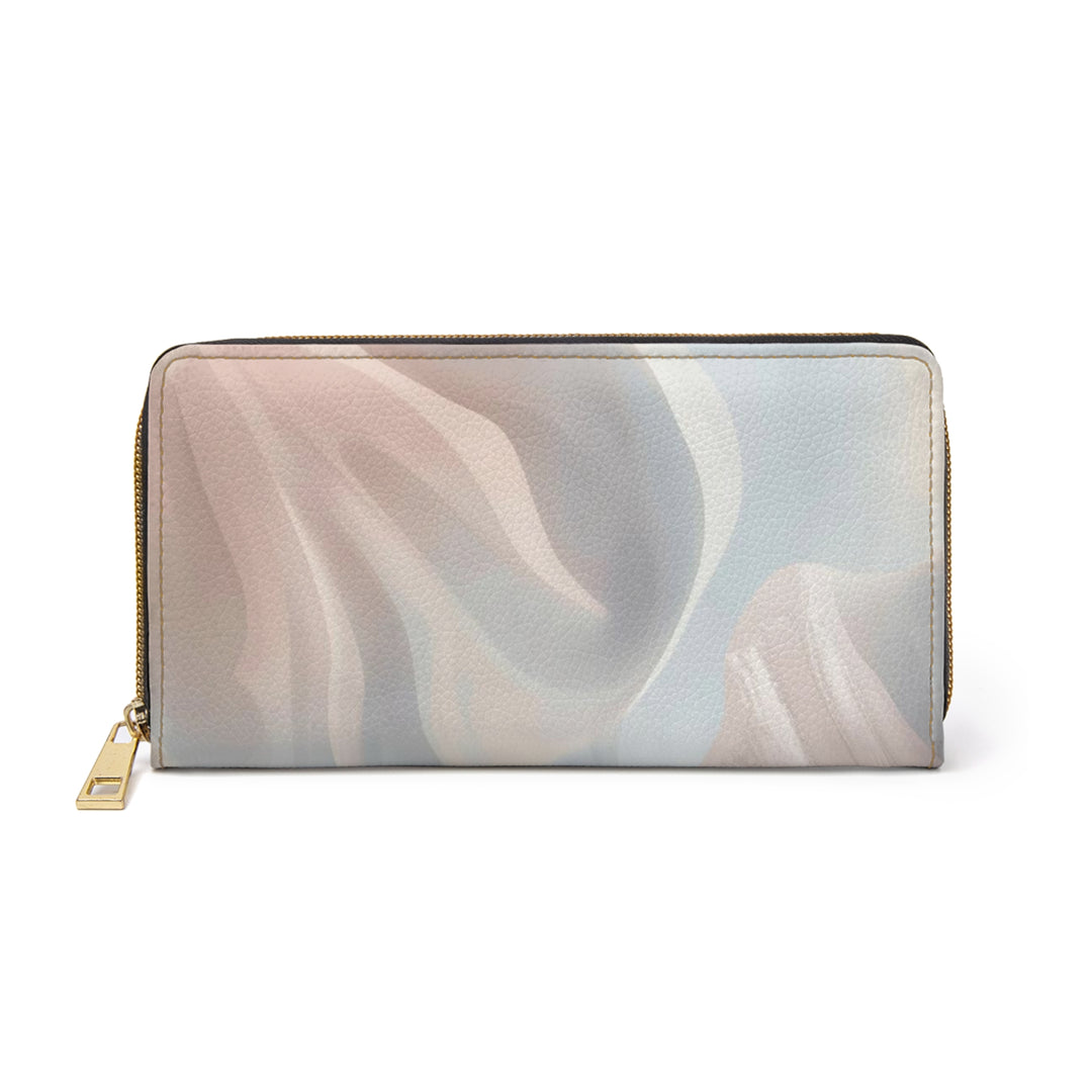 Sleek Personalized Zipper Wallet – Abstract Pastel Modern Faux Leather