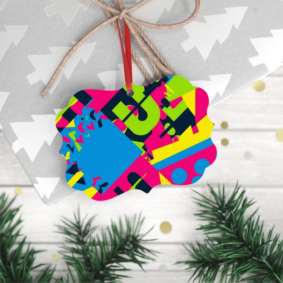 Bold Geometric Double-Sided Metal Plaque Ornament – Modern Abstract Decor