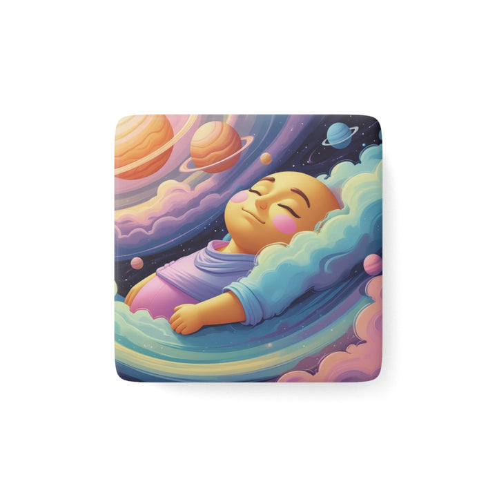 Dreamy Cosmic Baby Porcelain Magnet – Custom Square Galaxy Nursery Art
