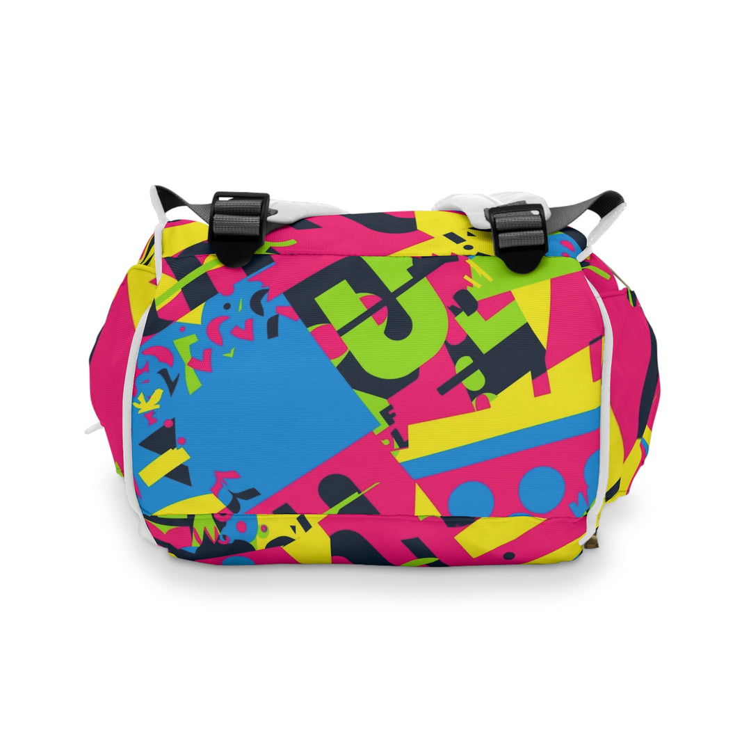 Trendy Neon Geometric Diaper Backpack – Stylish, Spacious & Waterproof