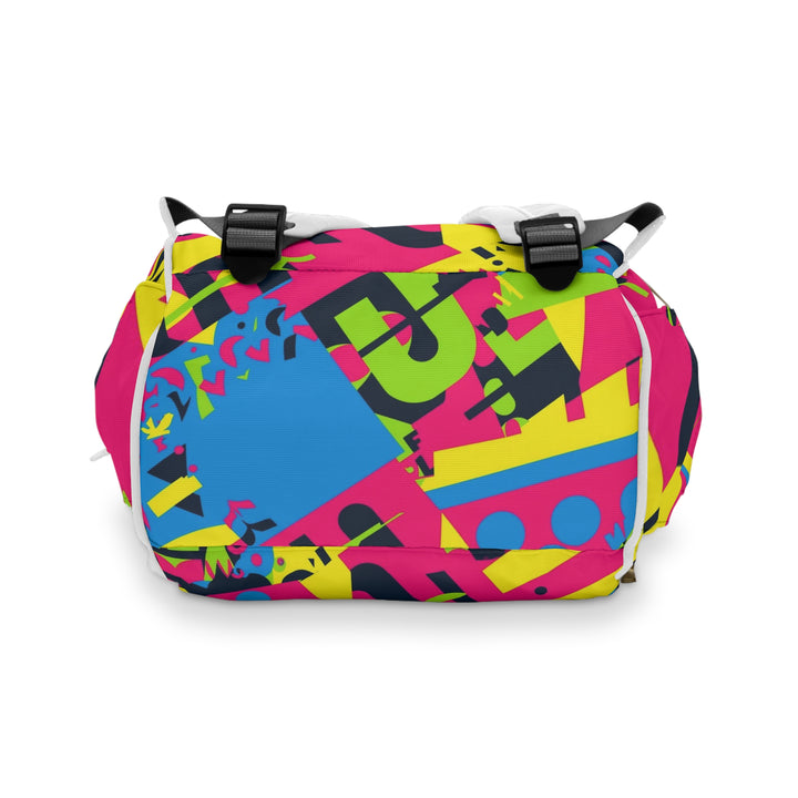 Trendy Neon Geometric Diaper Backpack – Stylish, Spacious & Waterproof