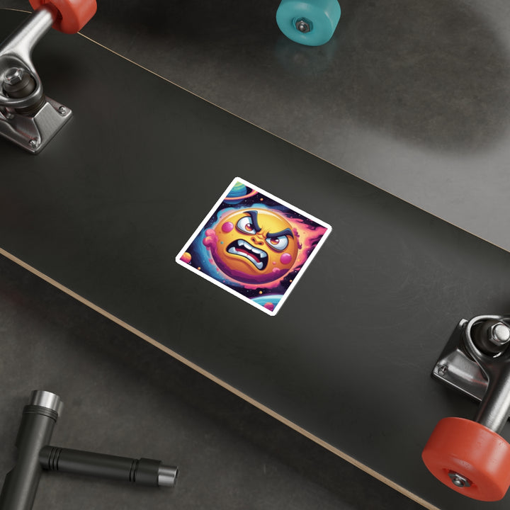 Custom Die-Cut Space Stickers – Vibrant, Cartoon Angry Sun & Planets