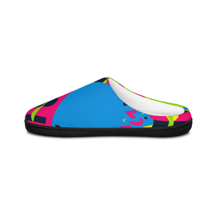 Men’s Customizable Memory Foam Slippers – Neon Abstract, Plush & Anti-Slip