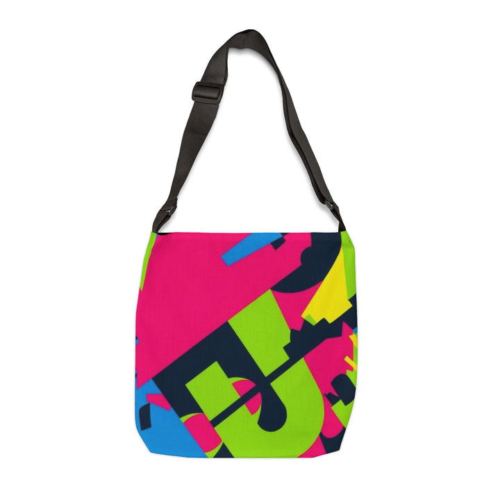 Adjustable Tote Bag – Bold Neon Geometric Print, Spacious & Eco-Friendly