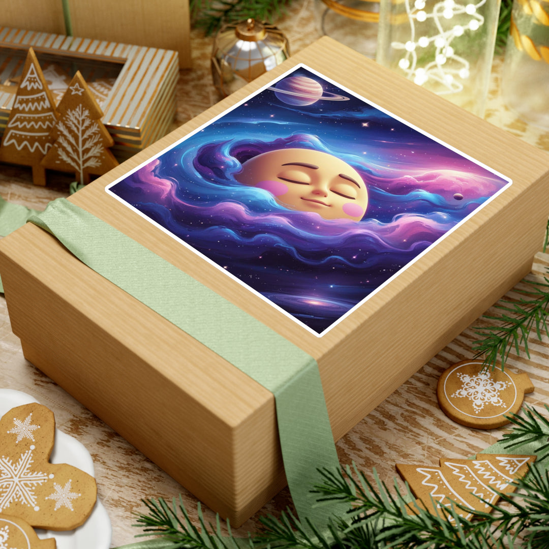 Galaxy Moon Vinyl Kiss-Cut Sticker – Cute Space Aesthetic, Weatherproof