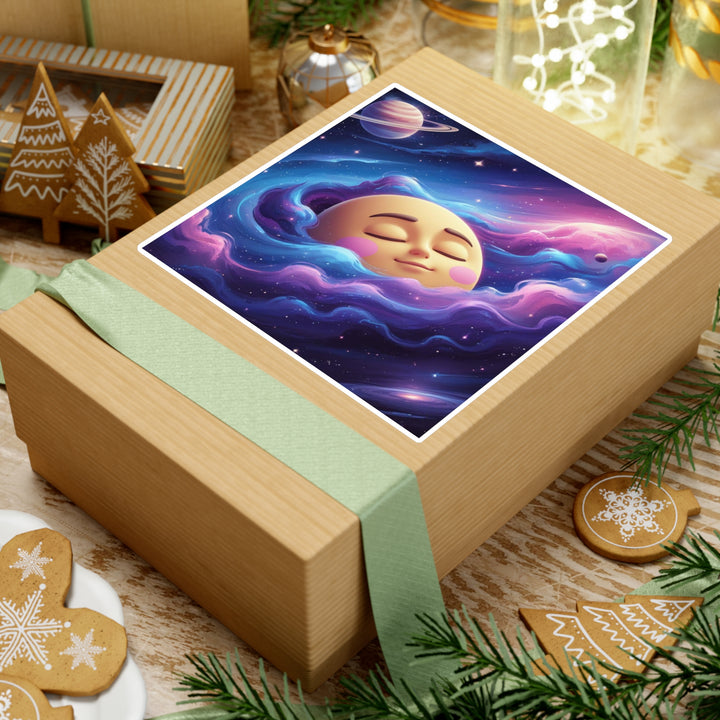 Galaxy Moon Vinyl Kiss-Cut Sticker – Cute Space Aesthetic, Weatherproof