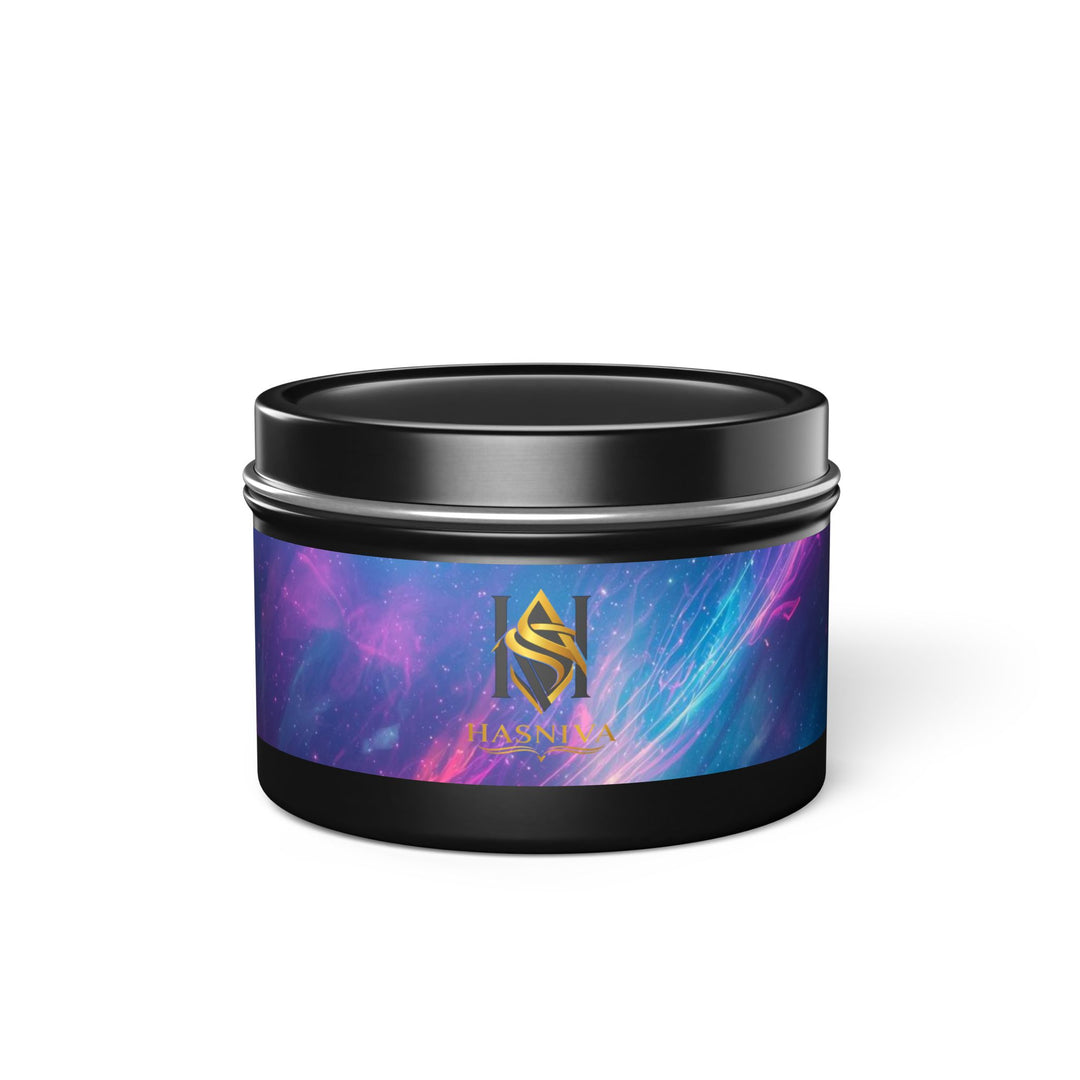 Cosmic Neon Hand-Poured Tin Candle – Custom Scents, Artisan & Travel-Friendly