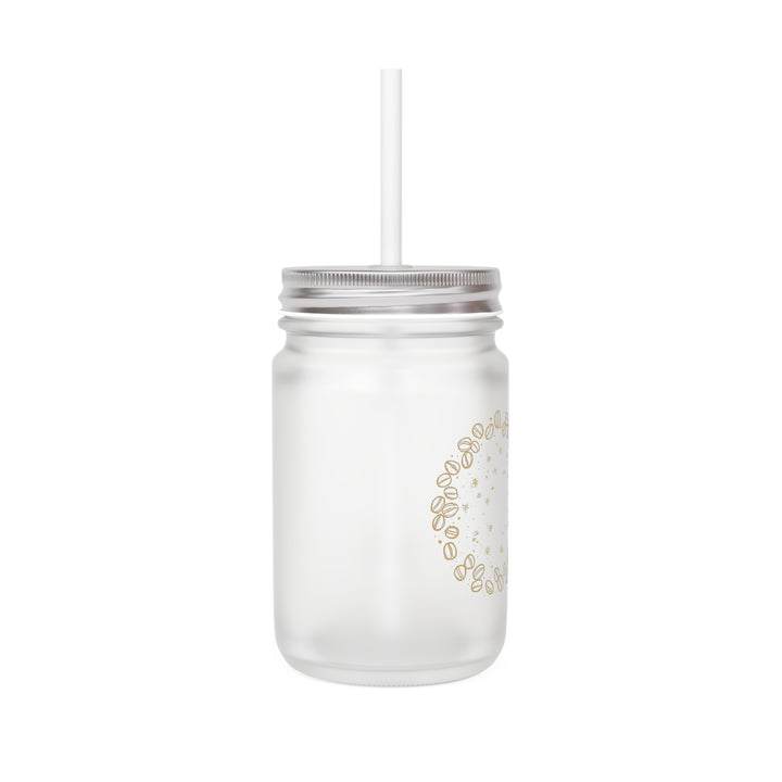 Custom Frosted Mason Jar 12oz – Coffee Lover Art, Stylish Reusable Mug