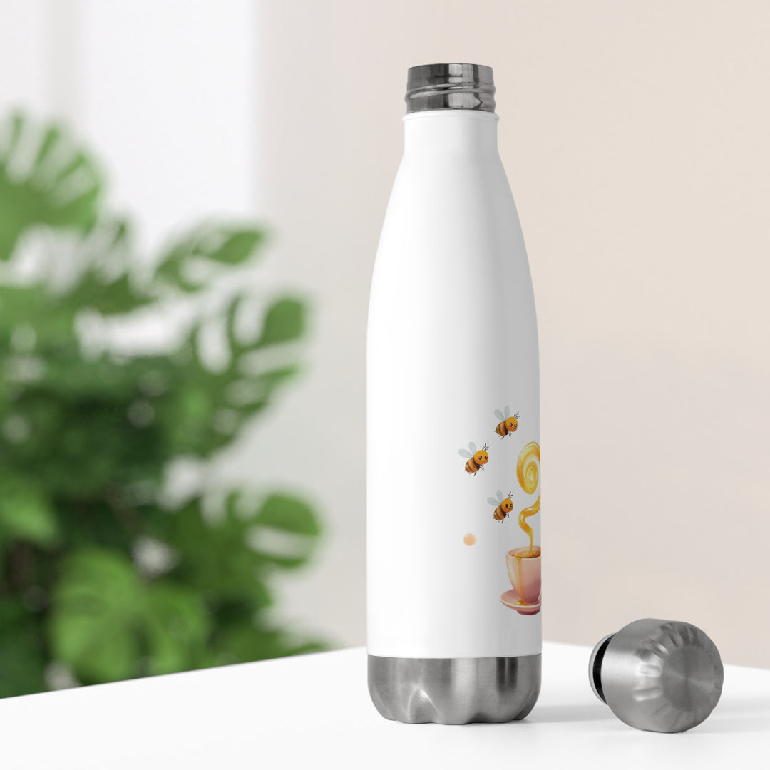 20oz Insulated Bottle – Cute Bee & Honey Teacup Design, Hot/Cold, Eco-Chic