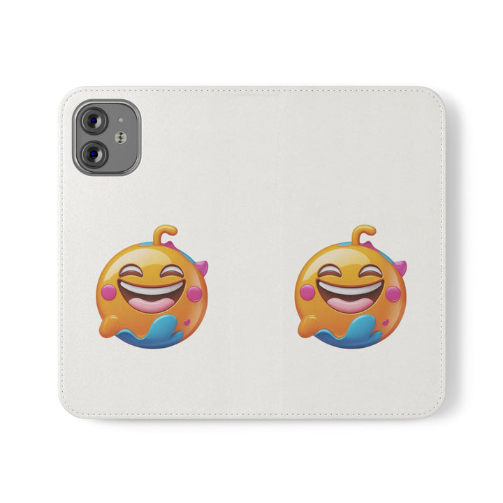 Emoji Joy Premium Flip Case – Fun Vegan Leather Wallet Stand Cover
