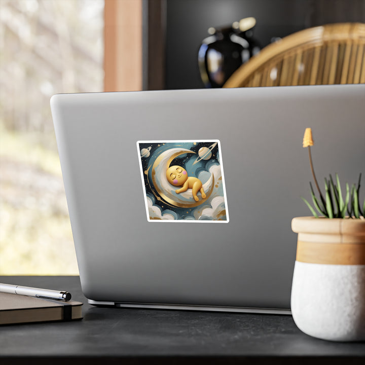 Whimsical Celestial Kiss-Cut Vinyl Sticker – Baby Moon & Stars, Matte Finish