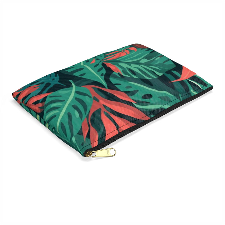 Chic Tropical Leaf Accessory Pouch – Trendy Jungle Print Organizer Bag