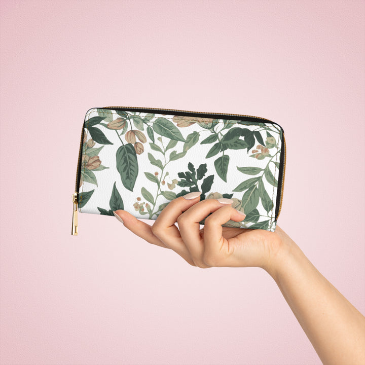 Sleek Personalized Zipper Wallet – Vintage Floral Faux Leather Organizer