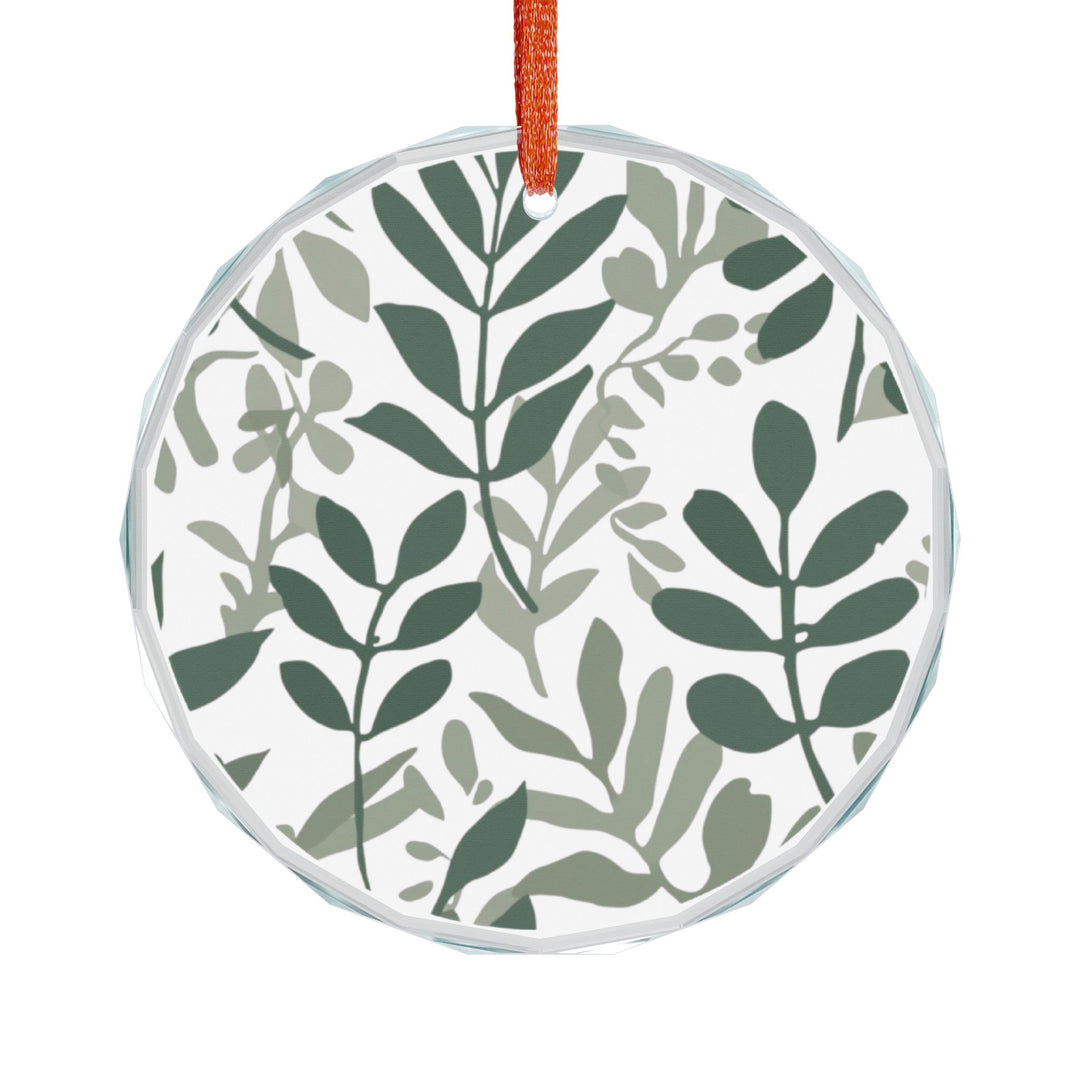 Crystal Glass Ornament – Modern Botanical Black Leafy Branches Decor Gift