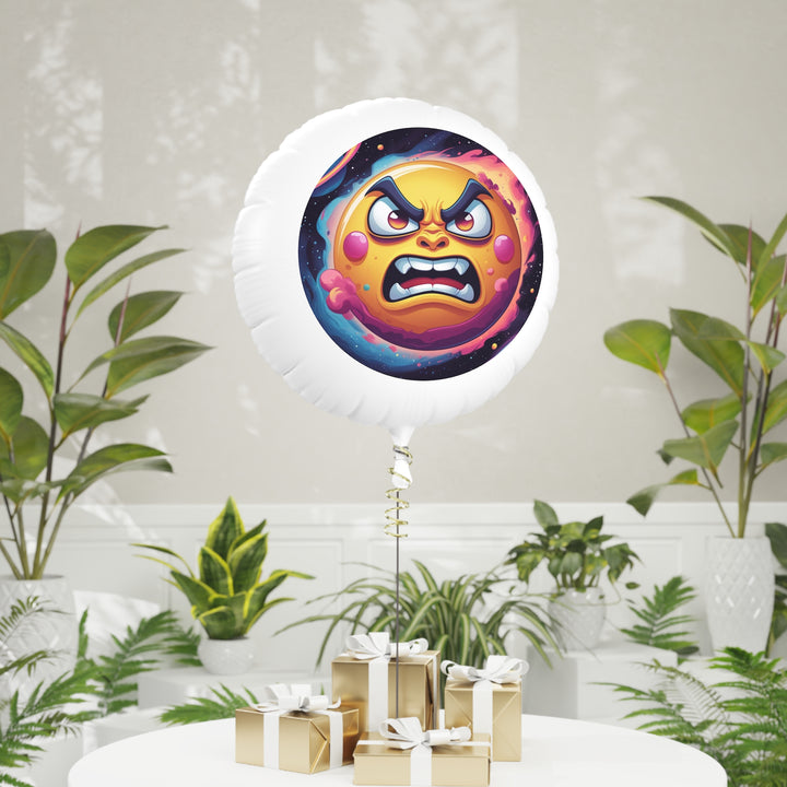 Custom Space-Themed Mylar Helium Balloon – Bold Angry Sun Party Decor