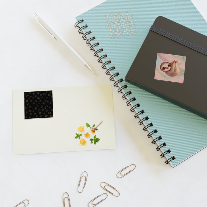 Custom Vinyl Sticker Sheets – Coffee, Cute Sloths, Lemons & Pastel Faces