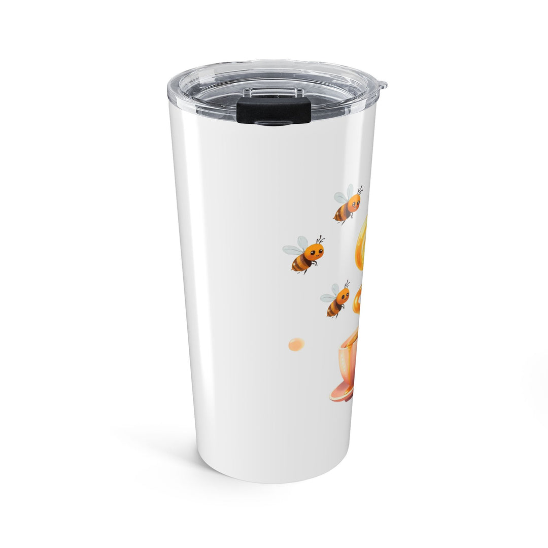 20oz Bee Happy Tumbler – Cute Pink Teacup, Spill-Proof & Insulated Mug