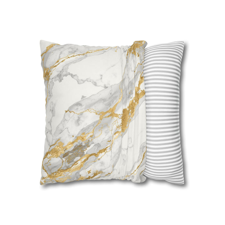 Marble Gold Faux Suede Square Pillowcase – Luxurious Modern Glam Accent