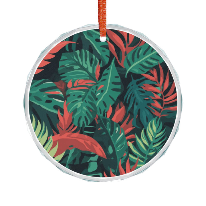 Crystal Glass Ornament – Tropical Leaf Jungle, Modern Vibrant Decor Gift