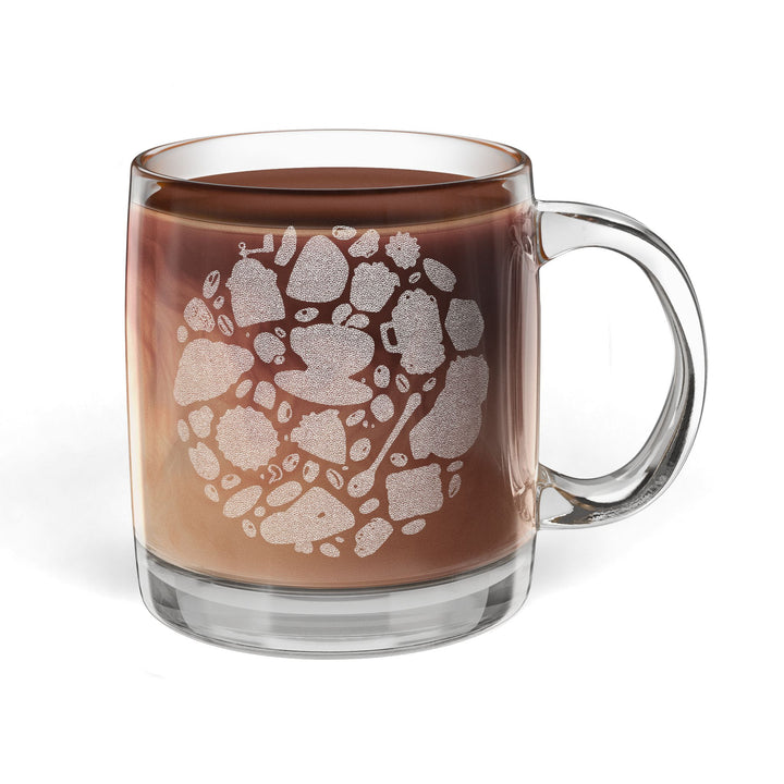 Personalized Glass Coffee Mug 12.25oz – Cute Café Engraved Cartoon Design