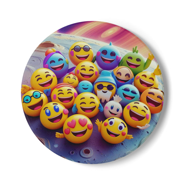 Playful Emoji Space Ceramic Coaster – Fun, Durable, Artistic Table Protection