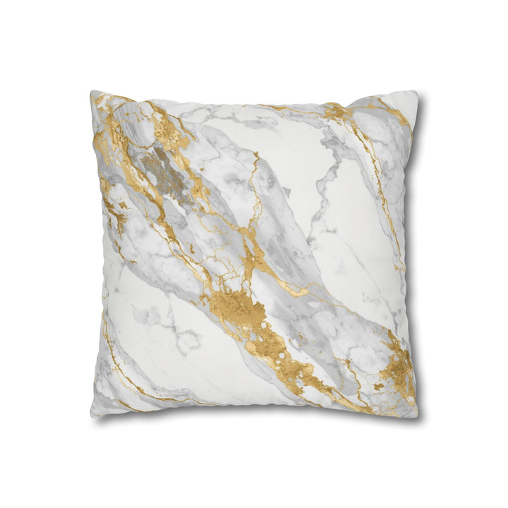 Marble Luxe Poly Canvas Pillowcase – Gold & Grey Modern Glam Decor Cover
