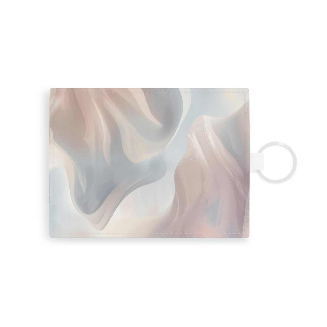 Personalized Saffiano Leather Card Holder – Pastel Abstract Minimalist Chic