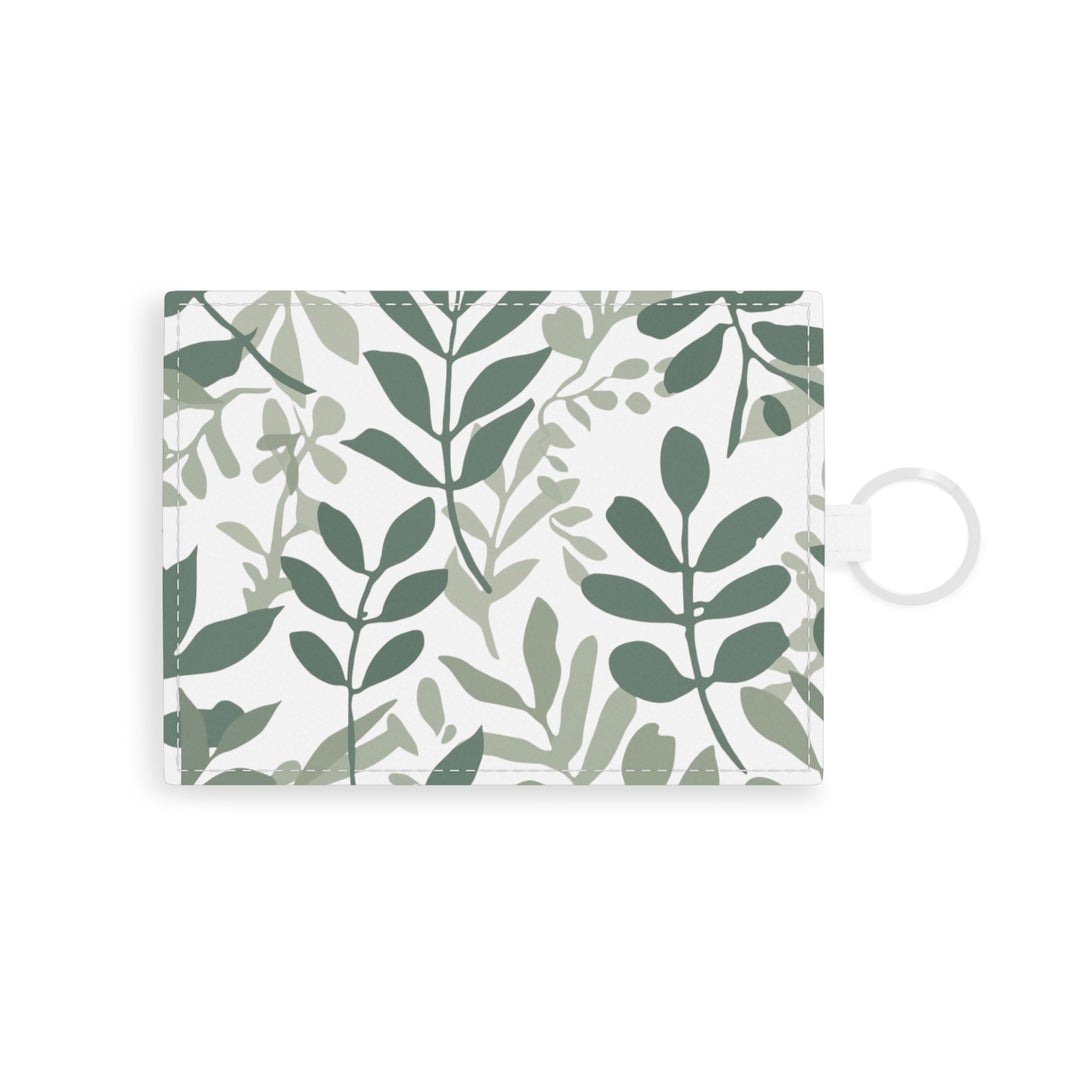 Personalized Saffiano Leather Card Holder – Hand-Drawn Botanical Minimalist
